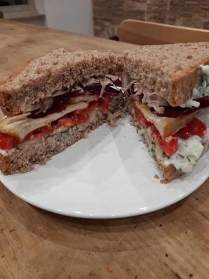 Sandwich with crispy tofu, jackfruit and tzatziki sauce.jpg